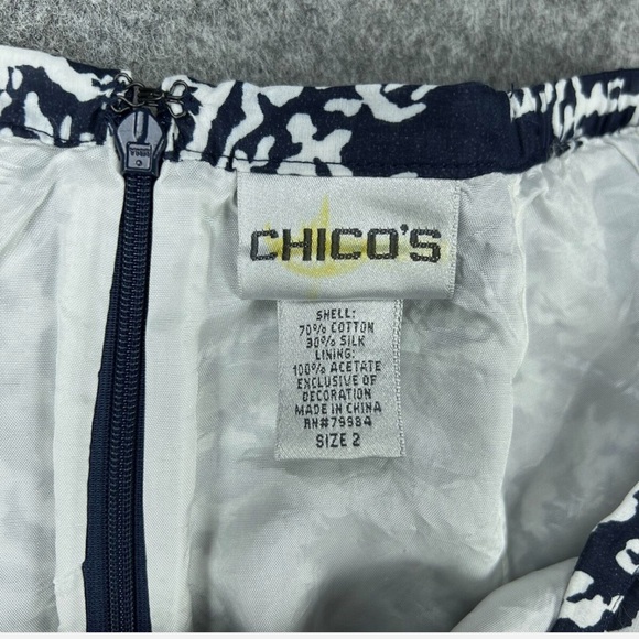 Chico's Skirt Womens black/White Paisley Sequin Silk Cotton Midi Lined Zip. Sz 2 - Picture 13 of 13